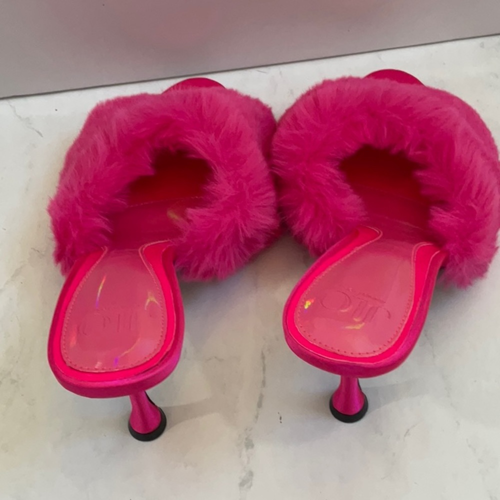 JLO Jennifer Lopez Bowery Faux Mink Mule in Lollipop, Size: 10 - Picture 7 of 8